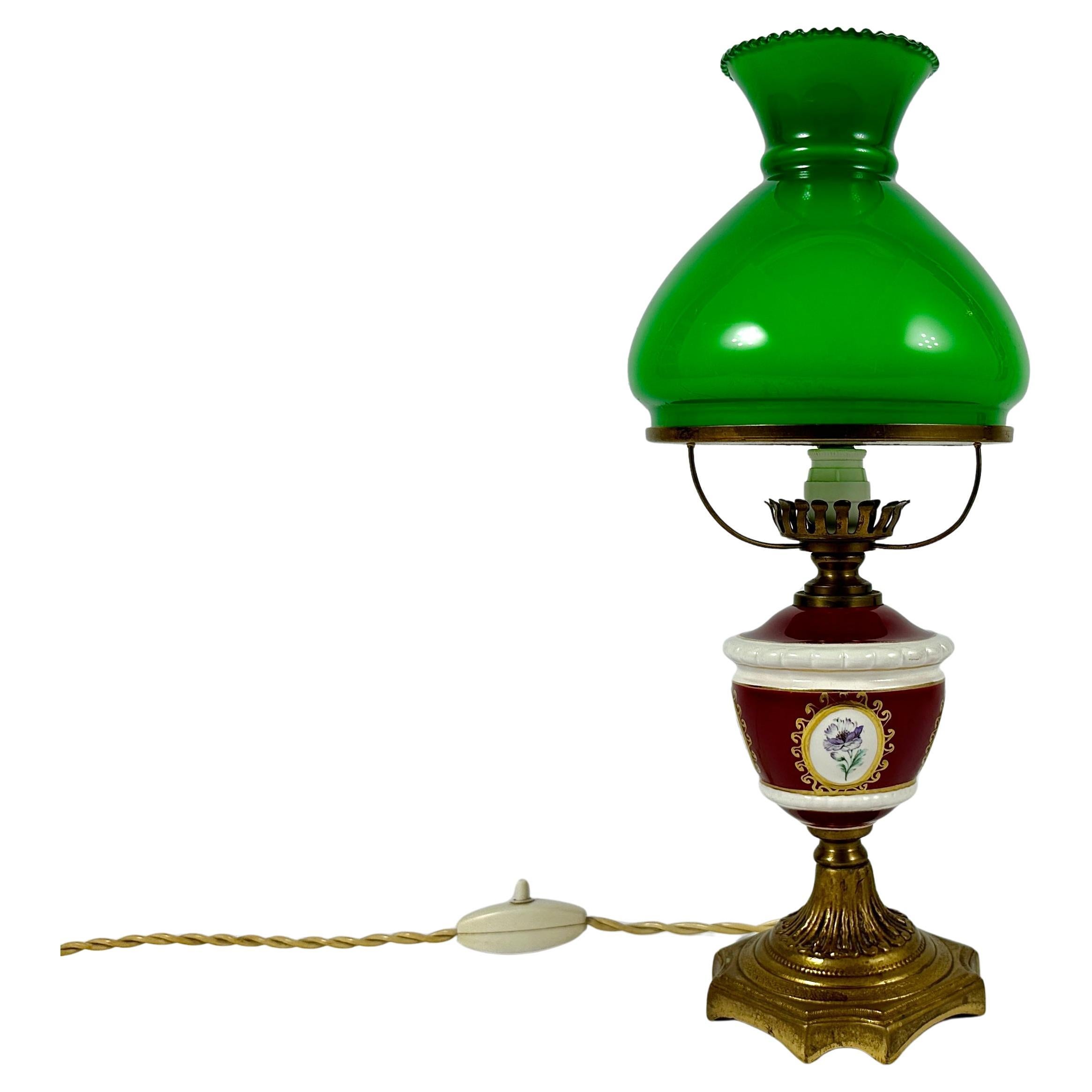 Lámpara de Sobremesa Vintage Farmhouse Pantalla Verde Iluminación de Bibliotecas en venta