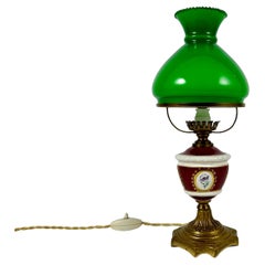 Vintage Table Lamp Farmhouse Green Shade Library Lighting