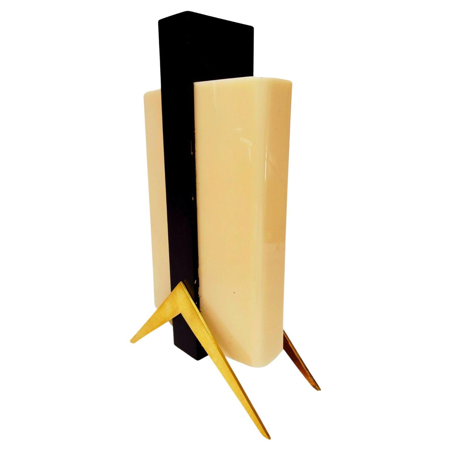 Vintage Table Lamp, Gio Ponti Style, in Plexiglass and Brass, 1960s