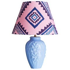 Vintage Table Lamp in Blue Opaline Glass, France