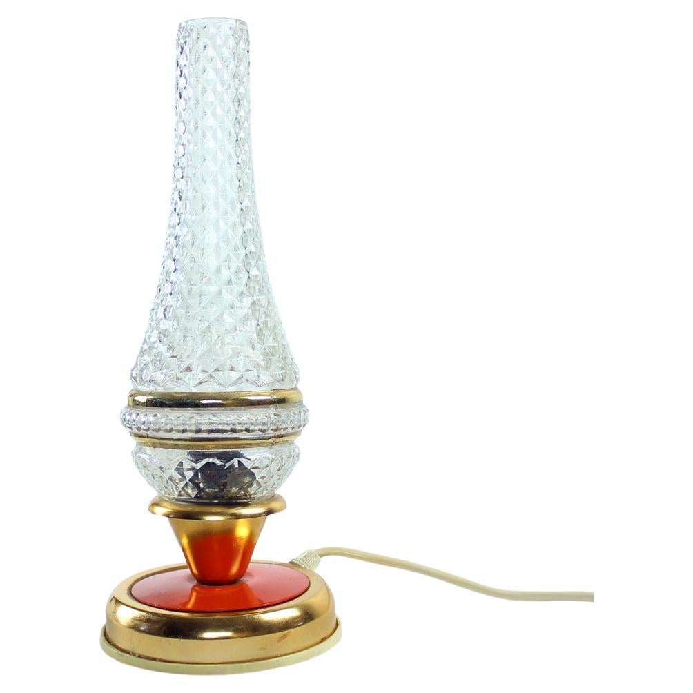 Vintage Table Lamp In Brass And Glass, Czechoslovakia 1960s