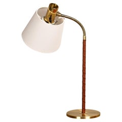 Vintage Table Lamp in brass and leather for Falkenbergs Belysning, Sweden