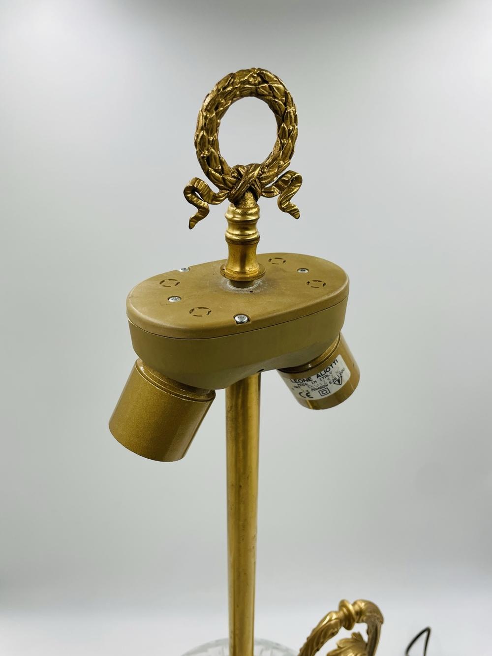 Lampada da tavolo vintage in cristallo e bronzo di Leone Aliotti in vendita 5
