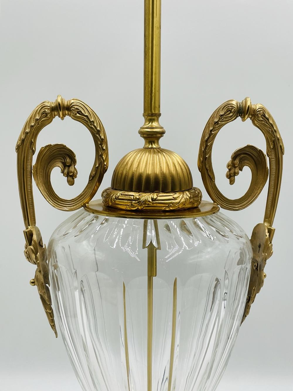 Italiano Lampada da tavolo vintage in cristallo e bronzo di Leone Aliotti in vendita