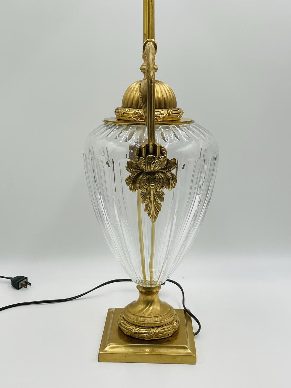 Lampe de bureau vintage en cristal et bronze de Leone Aliotti en vente 1