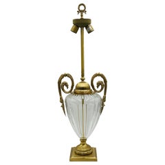 Lampe de bureau vintage en cristal et bronze de Leone Aliotti