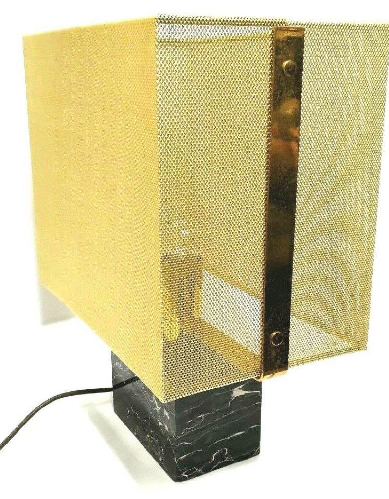 Vintage Table Lamp in Marble and Metal Mesh, Lamperti Production, 1970s In Good Condition For Sale In taranto, IT