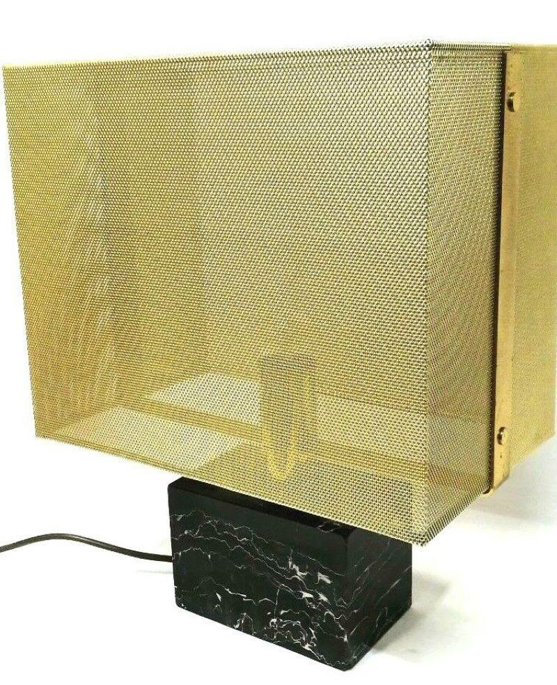 Vintage Table Lamp in Marble and Metal Mesh, Lamperti Production, 1970s For Sale 1
