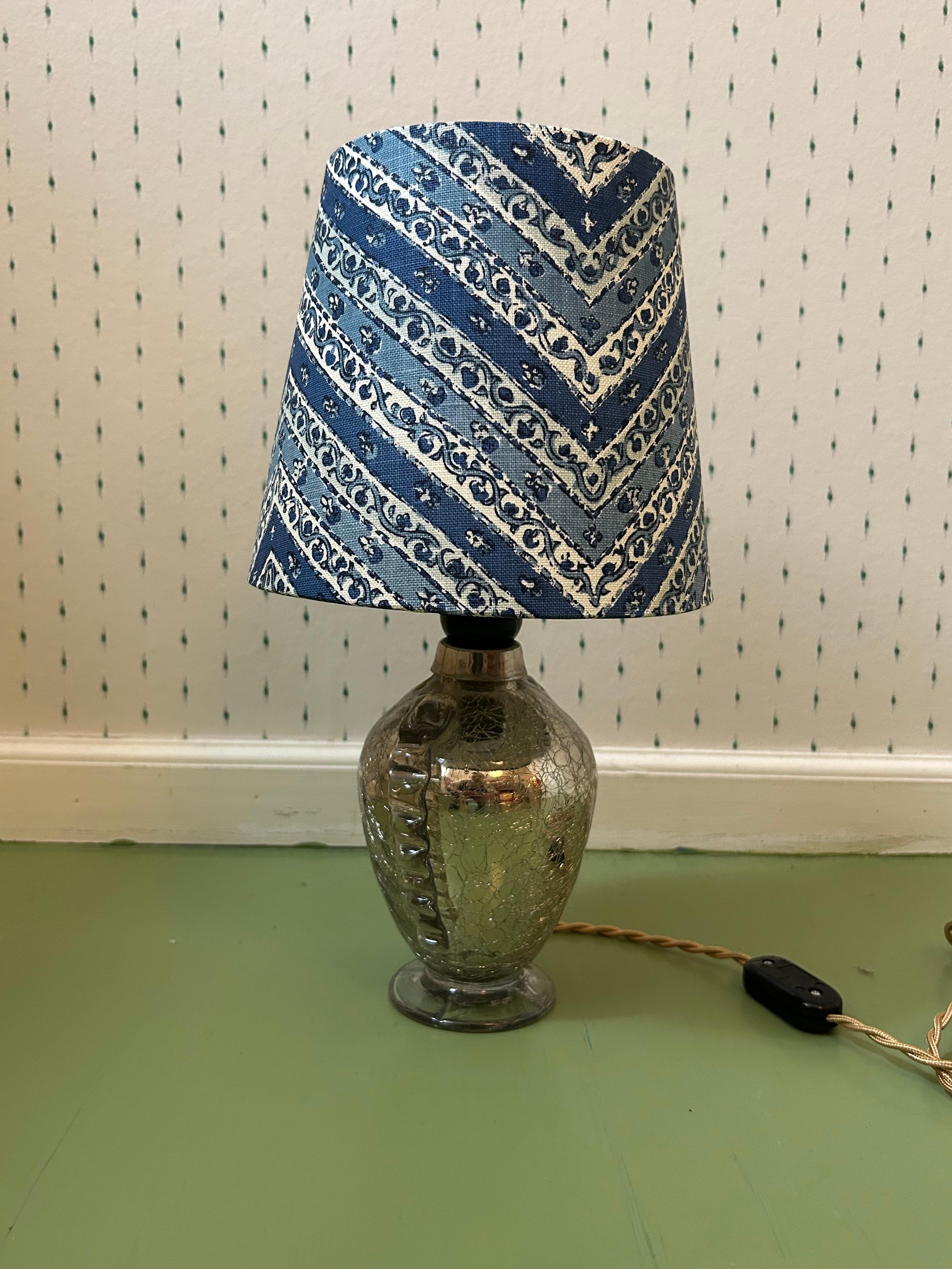 Vintage Table Lamp in Mercury Glass with Customized Shade, Sweden, 20th Century In Good Condition For Sale In Copenhagen K, DK