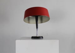 Vintage Table Lamp in Red Lacquered Aluminum by Oscar Torlasco 1950s Italy