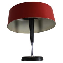Retro Table Lamp in Red Lacquered Aluminum by Oscar Torlasco 1950s Italy