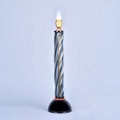 Vintage Table Lamp in Smoke and Black Murano Glass