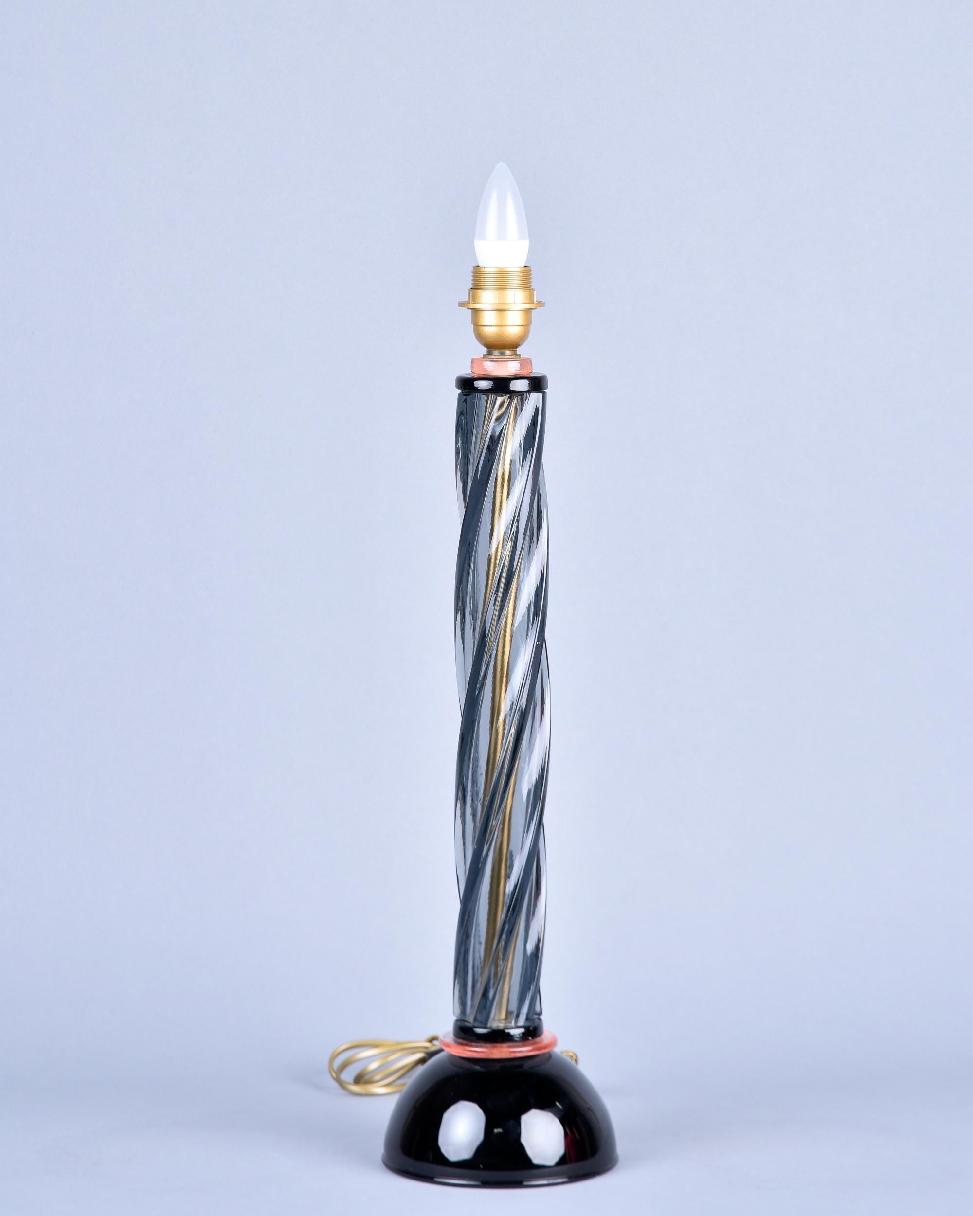 20th Century Vintage Table Lamp in Smoke and Black Murano Glass For Sale