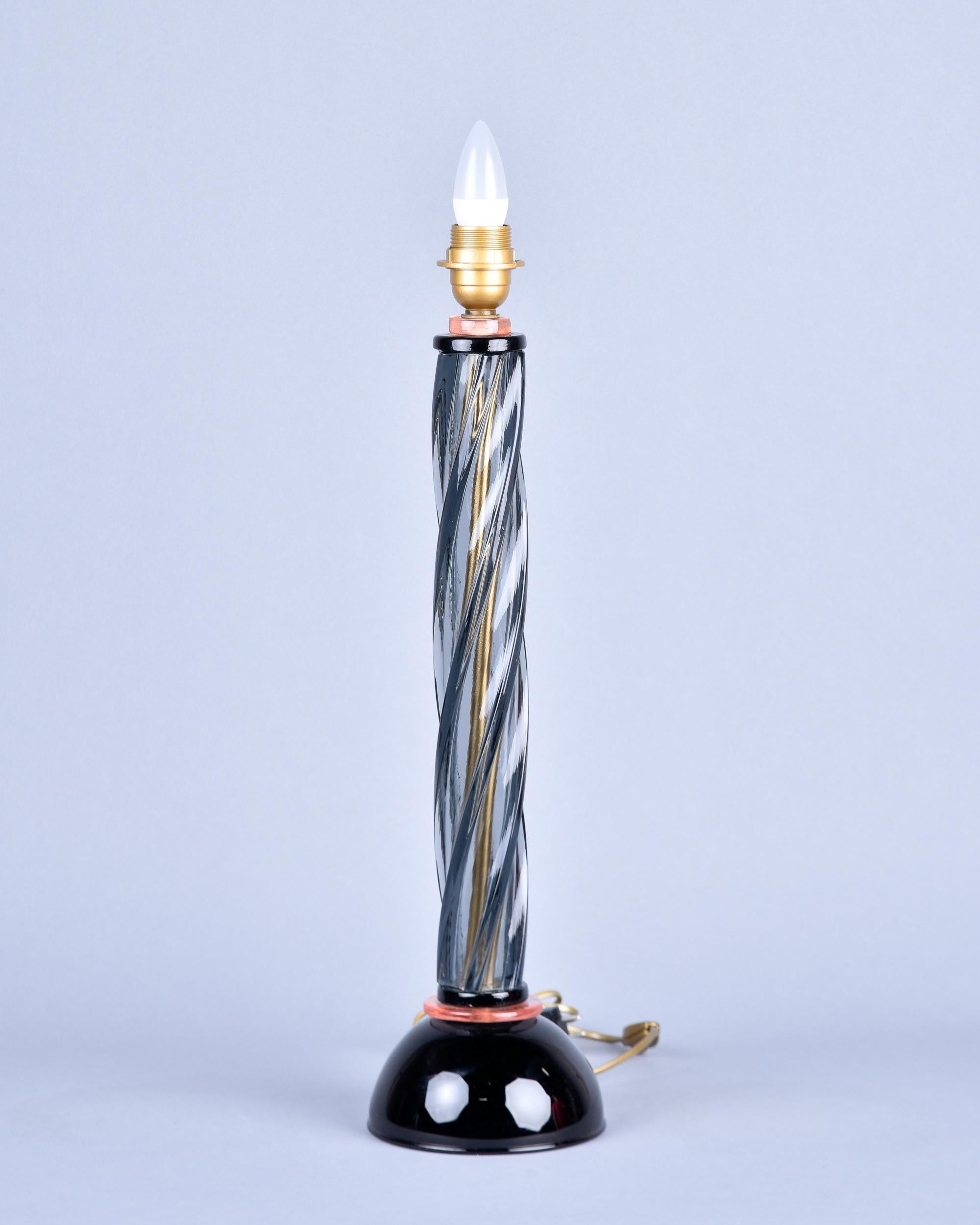 Vintage-Tischlampe aus rauchfarbenem und schwarzem Murano-Glas (Muranoglas) im Angebot