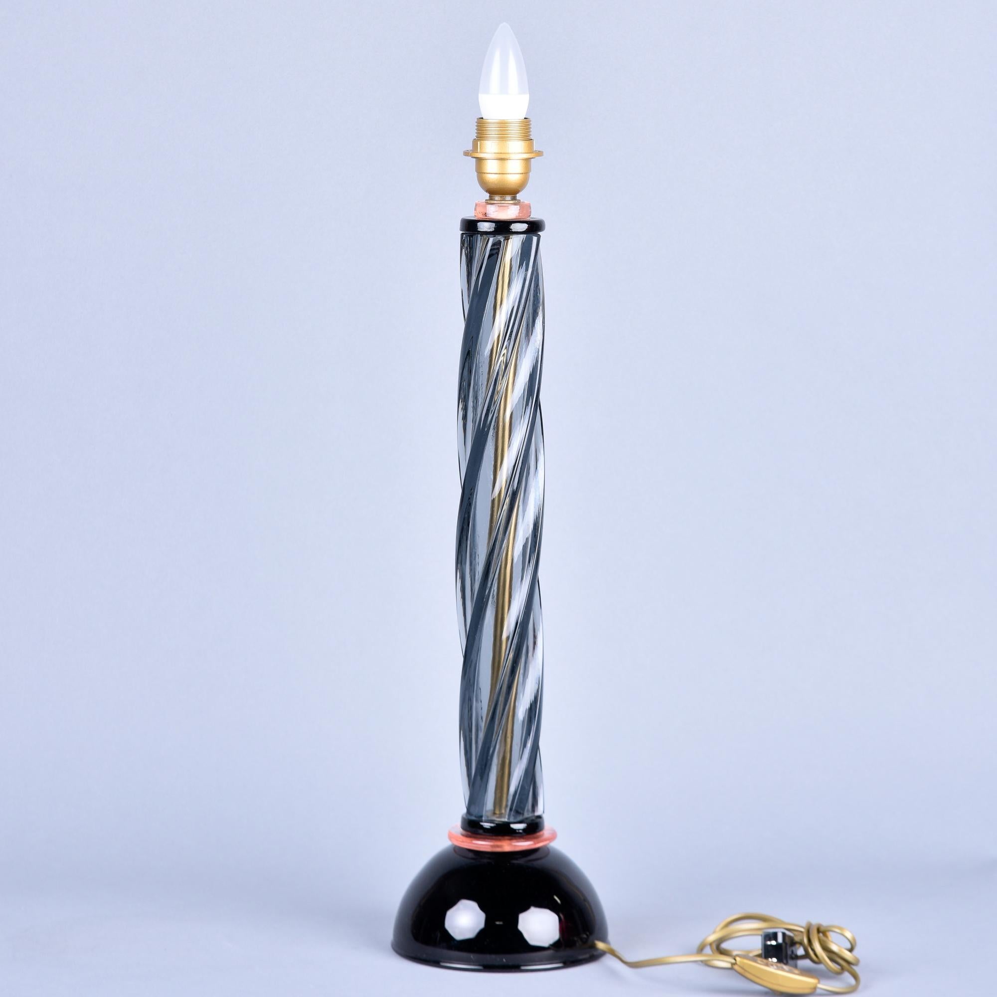 Vintage Table Lamp in Smoke and Black Murano Glass For Sale 3