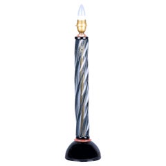 Retro Table Lamp in Smoke and Black Murano Glass