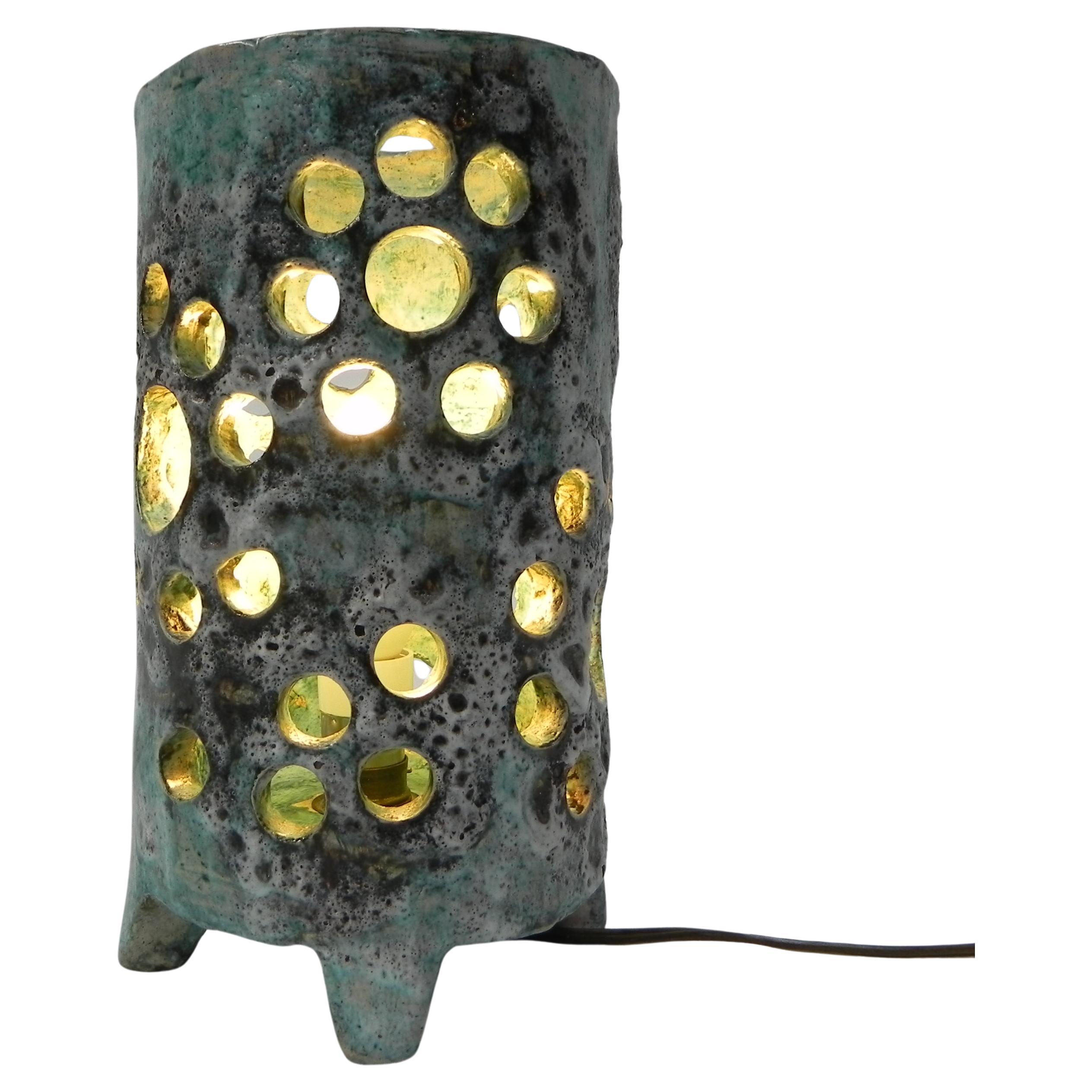 Vintage-Tischlampe, Lava-Keramik