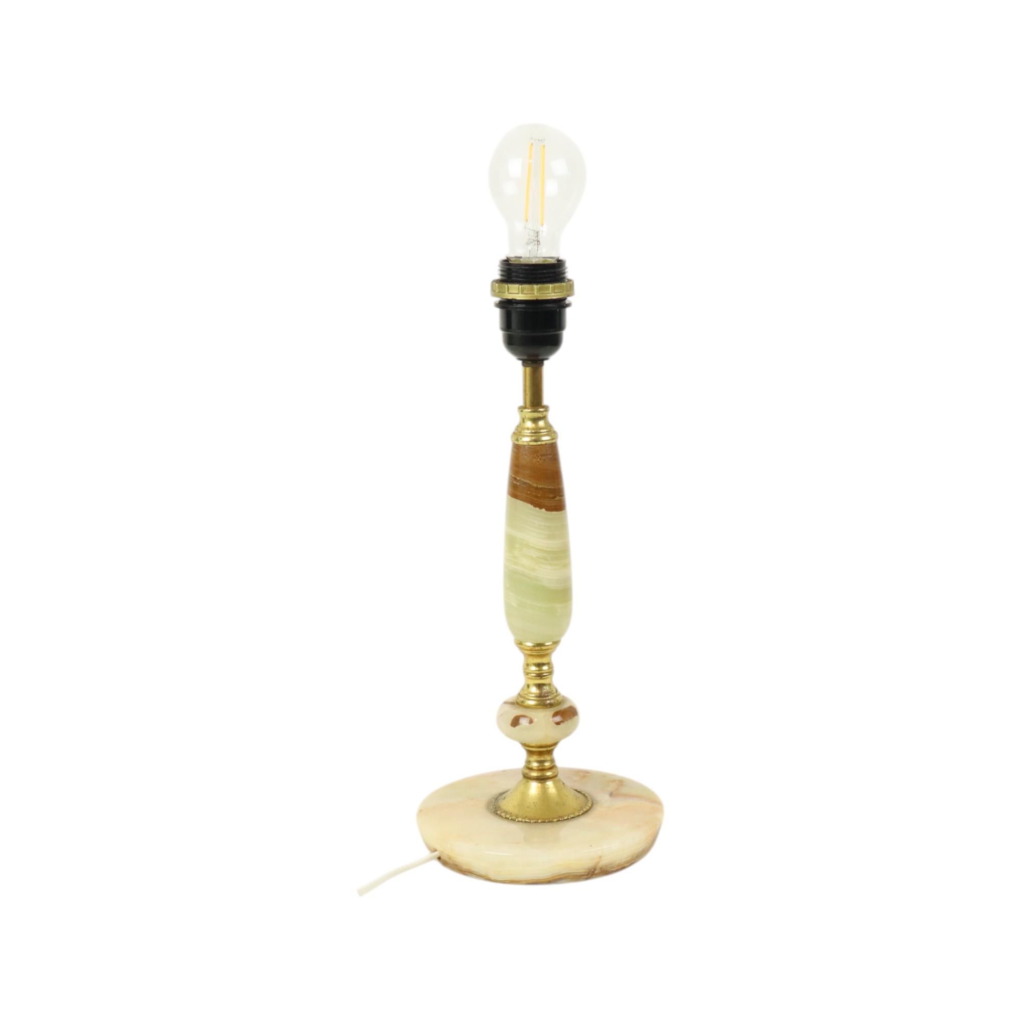 Lámpara de Sobremesa Vintage Ónice Mármol Latón Clásica Años Sesenta en venta 2