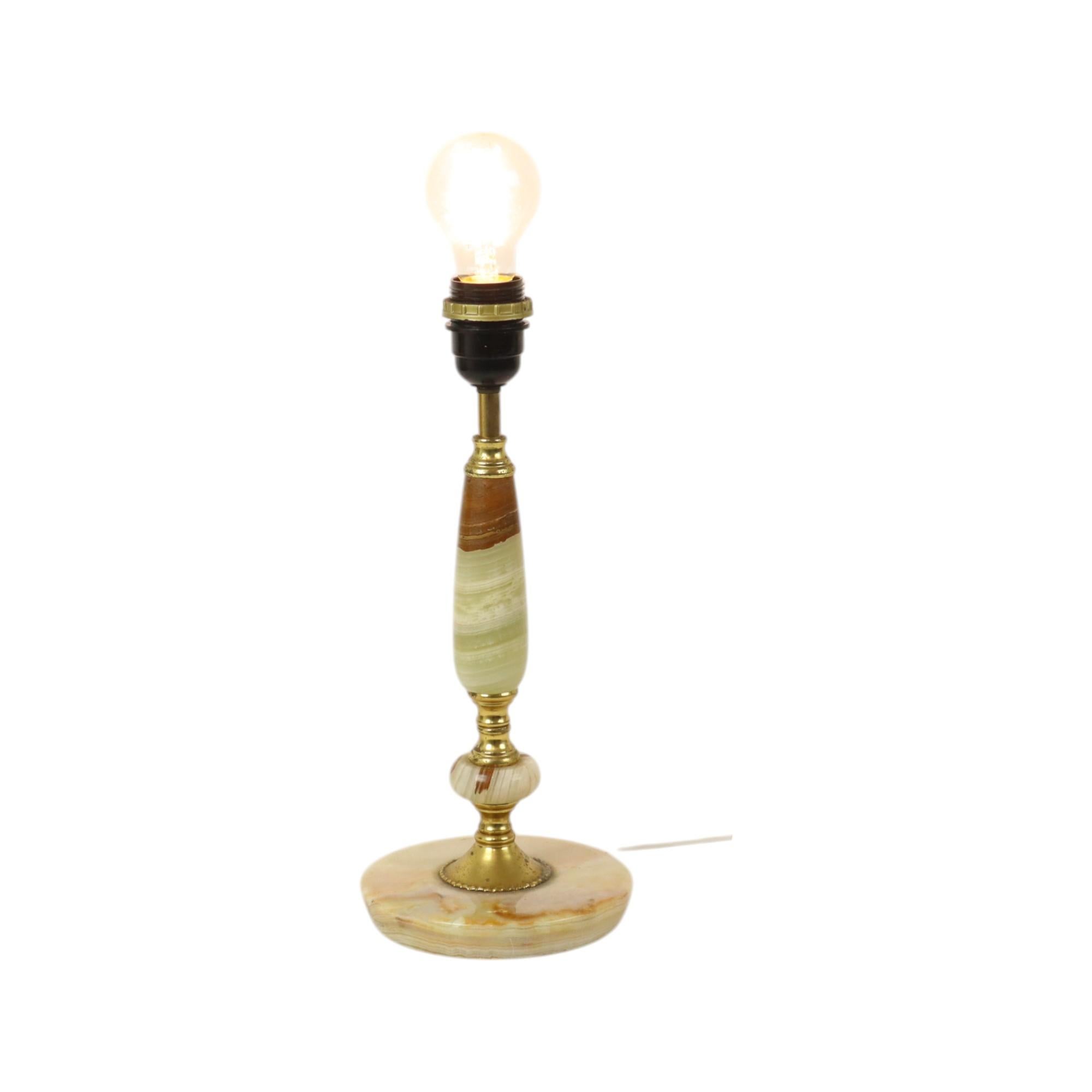 Lámpara de Sobremesa Vintage Ónice Mármol Latón Clásica Años Sesenta en venta 3