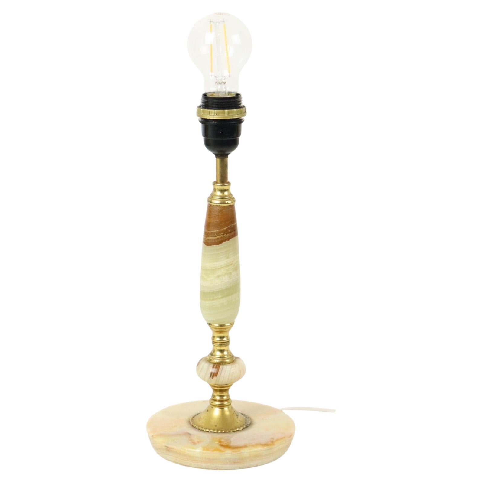 Vintage Table Lamp Onyx Marble Brass Classic Sixties