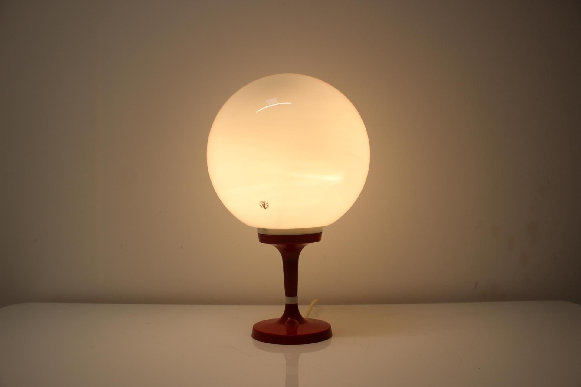Glass Vintage Table Lamp Osvetlovaci Sklo Valasske Mezirici, 1970s For Sale