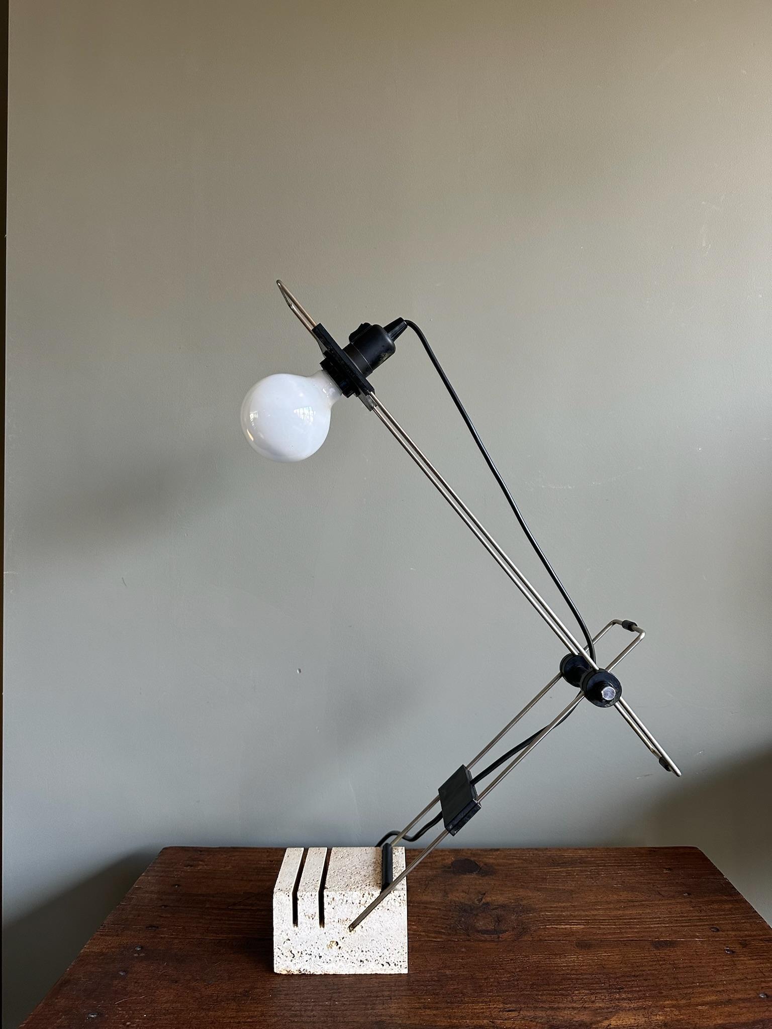 Italian Vintage Table lamp travertine black For Sale