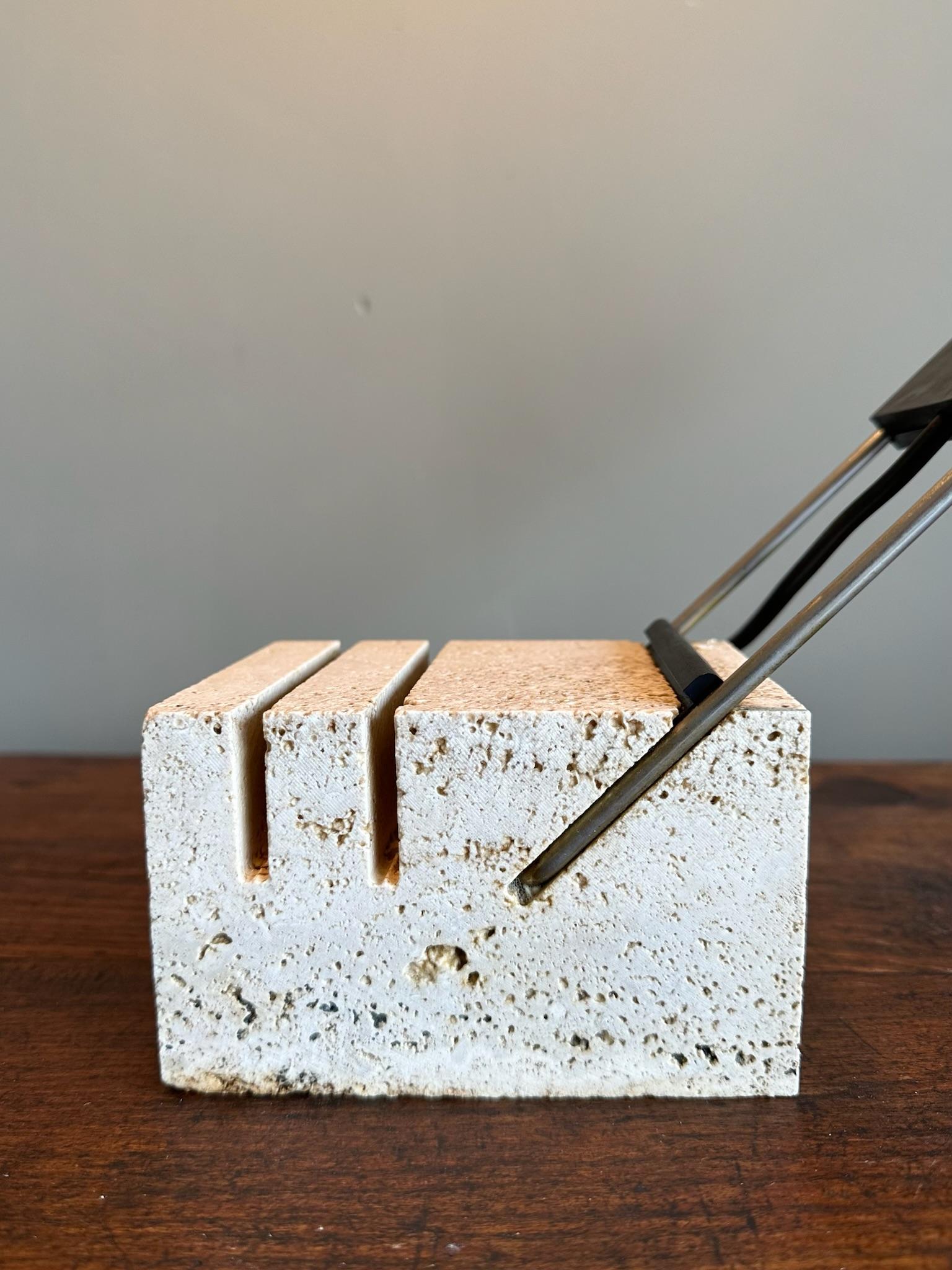 Chrome Vintage Table lamp travertine black For Sale
