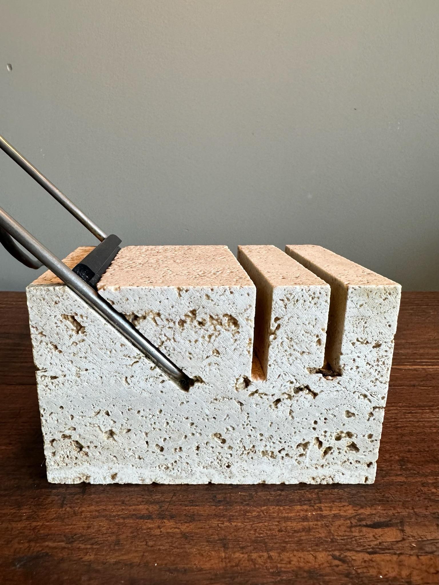 Vintage Table lamp travertine black For Sale 1