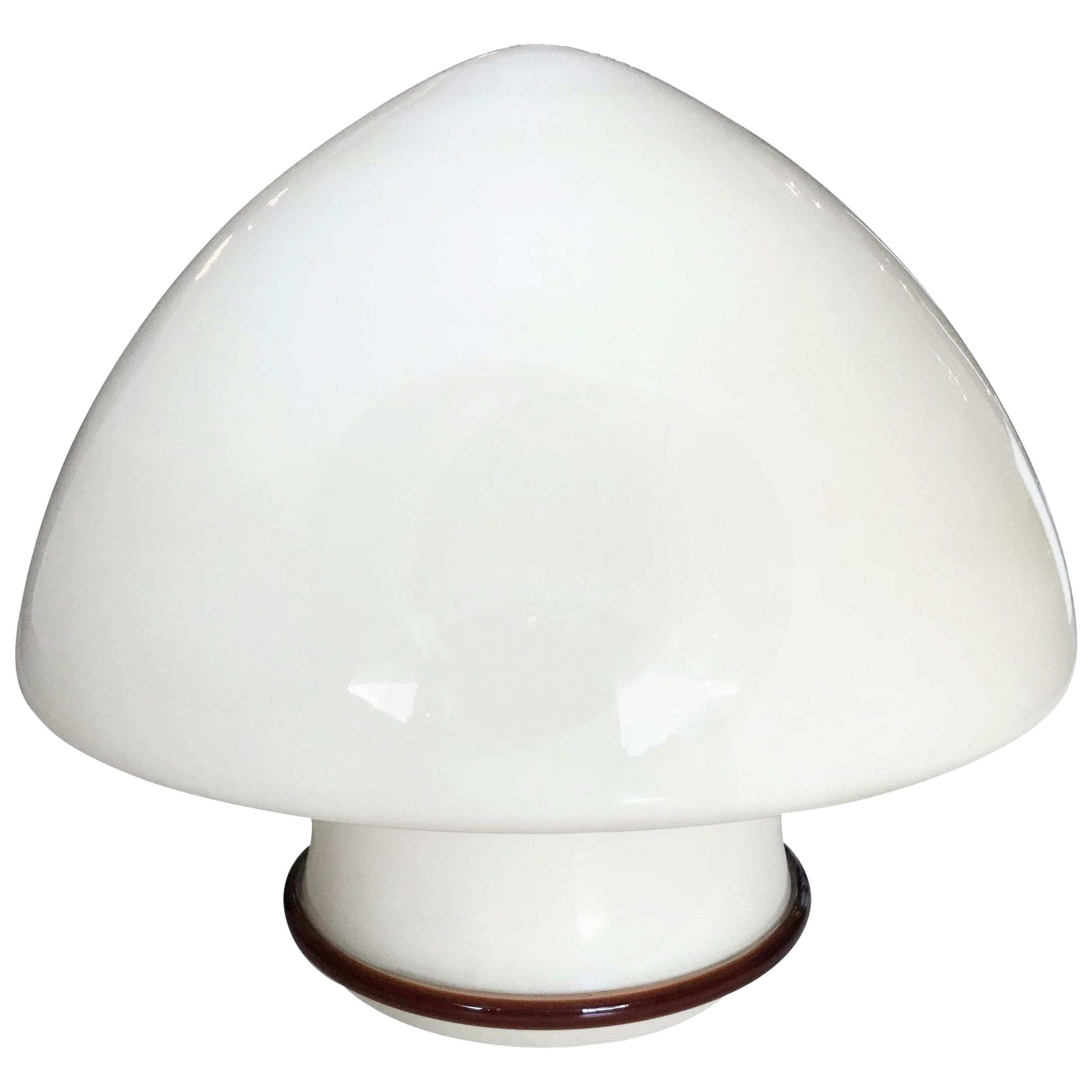 Vintage-Tischlampe aus cremefarbenem Muranoglas, Original-Etikett entworfen, De Majo 1960er Jahre
