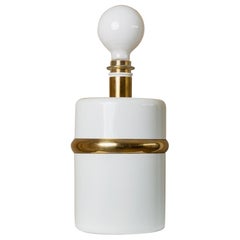 Vintage Table Lamp White with Golden Accents, Italy, 1980s