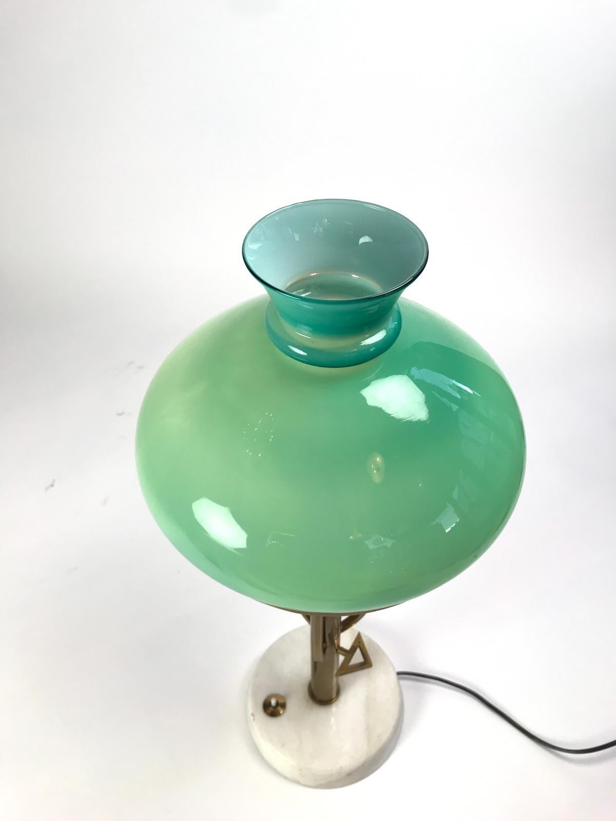 Hand-Crafted Vintage Table Lamp with Hand Blown Glass Shade Attributed to Ignazio Gardella