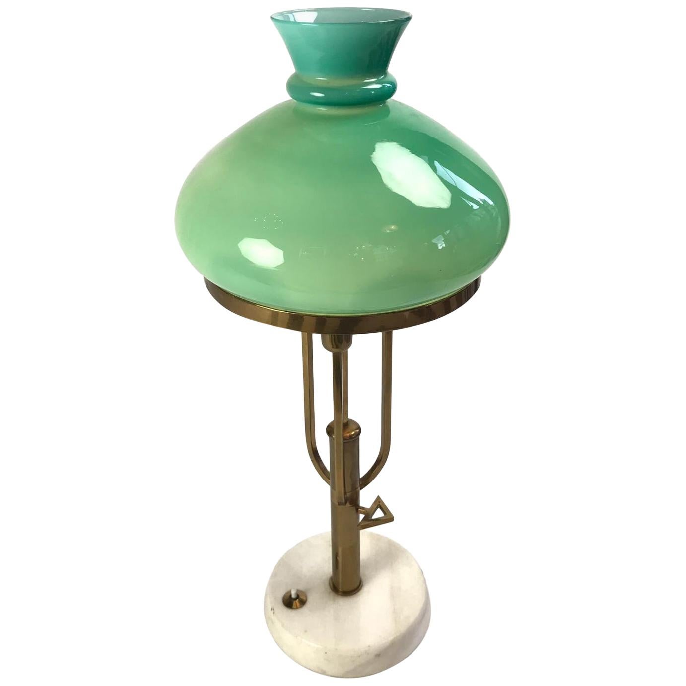 Vintage Table Lamp with Hand Blown Glass Shade Attributed to Ignazio Gardella