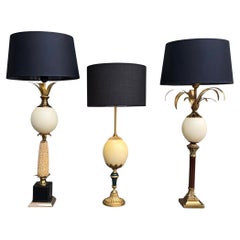 Vintage Table Lamp with Real Ostrich Egg