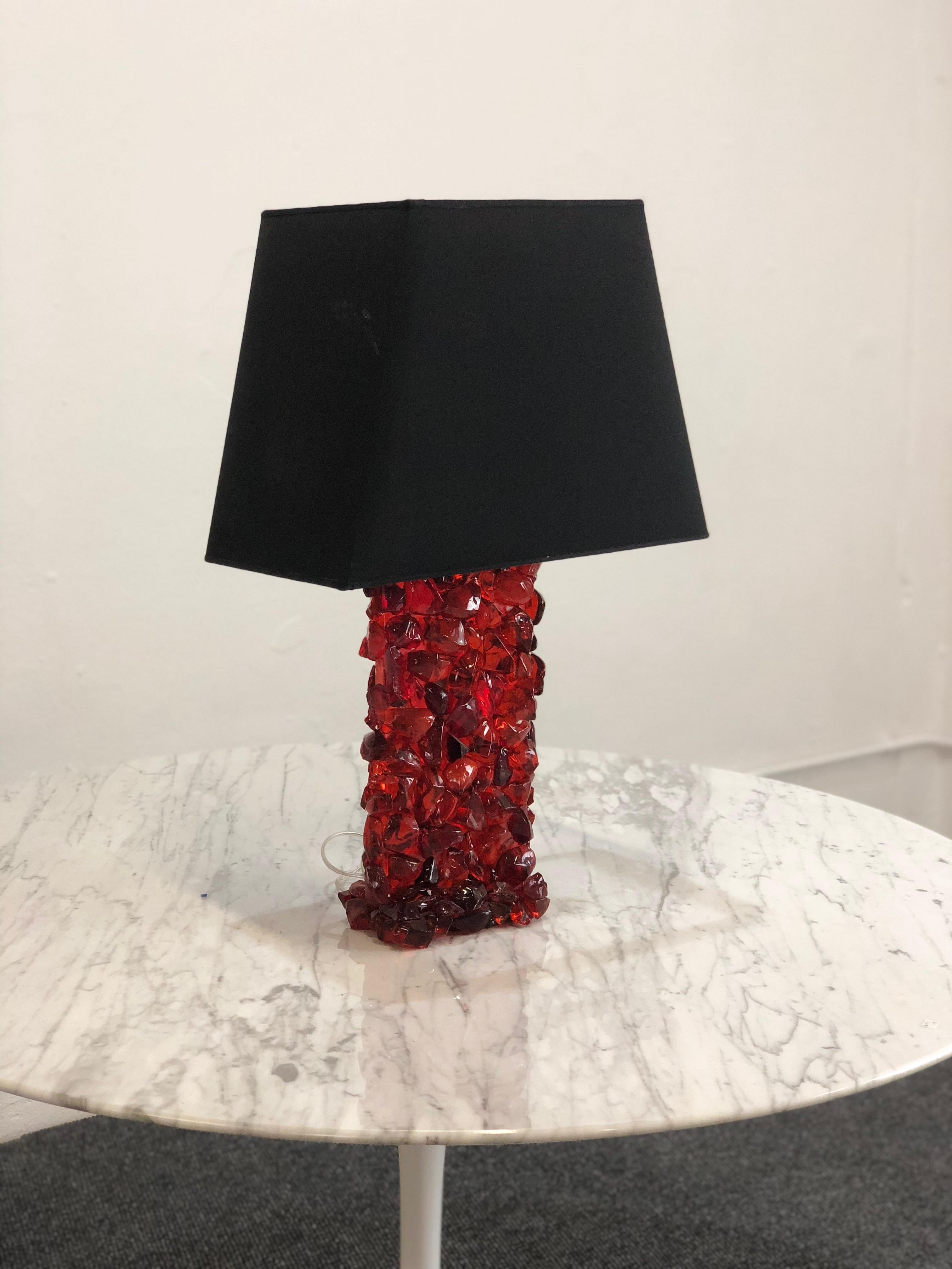 vintage red glass table lamp