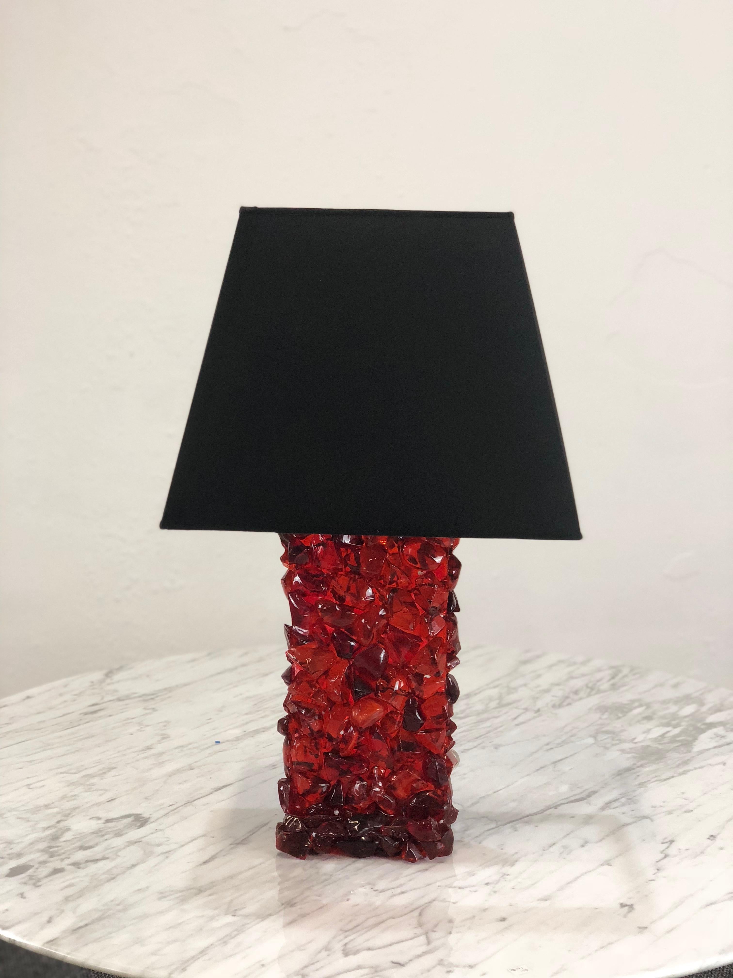 Late 20th Century Vintage Table Lamp with Red Glass Base