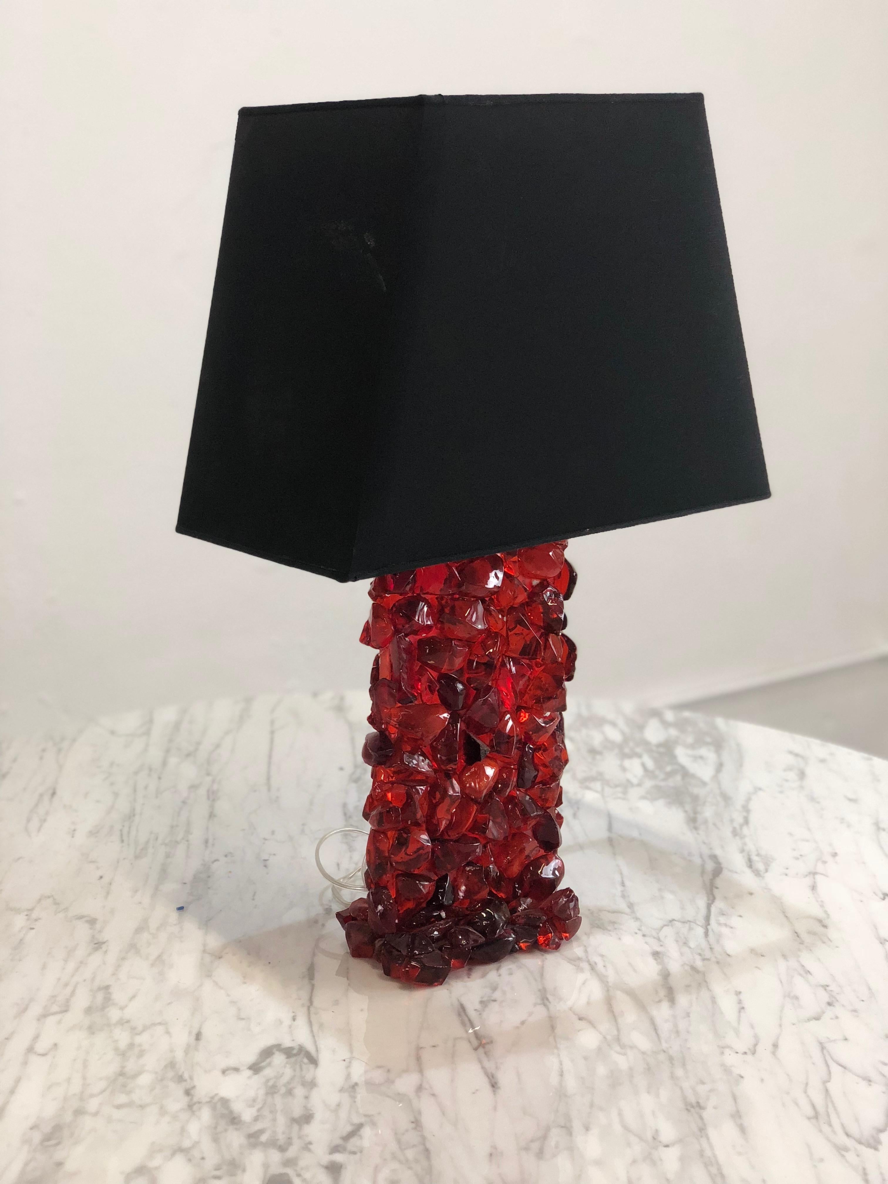 Vintage Table Lamp with Red Glass Base 2