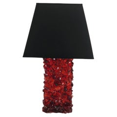 Used Table Lamp with Red Glass Base