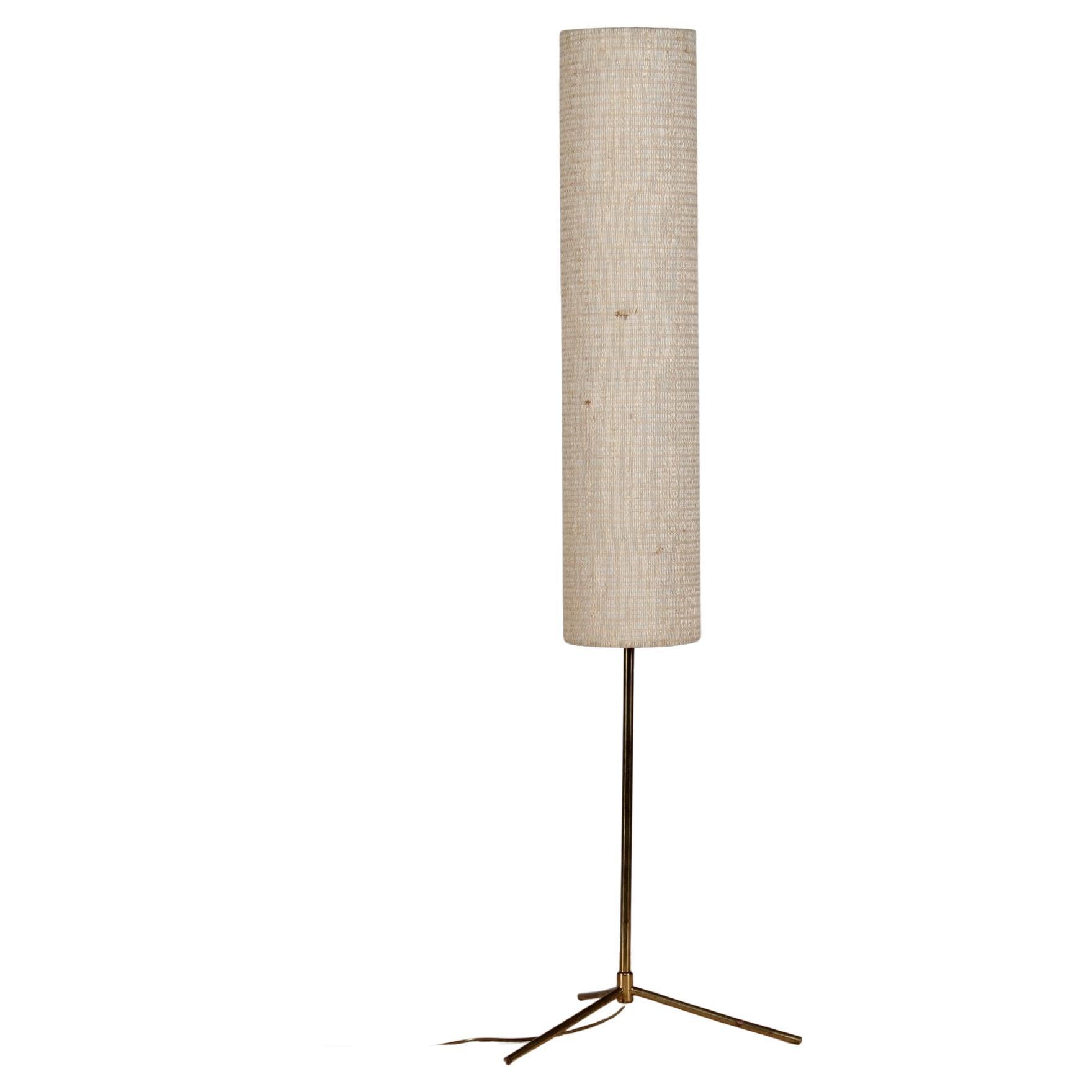 Vintage Table Lamp with Slim Cylindrical Woven Shade Denmark Mid-century 1960s