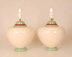Vintage Table Lamps Francois Chatain Ceramic Vase Lamps - A Pair