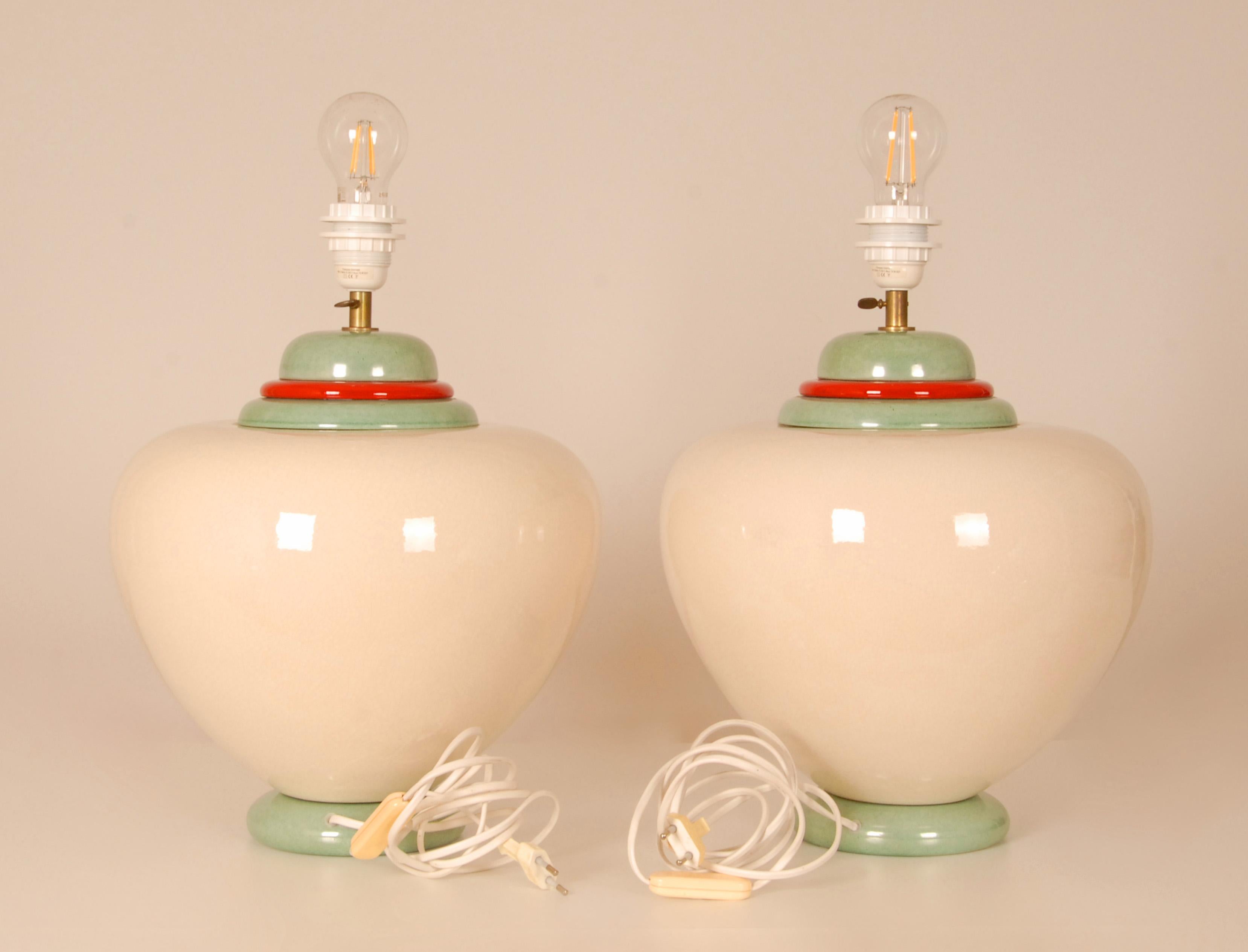 Lámparas de mesa vintage Francois Chatain Lámparas jarrón de cerámica - Pareja Francés en venta