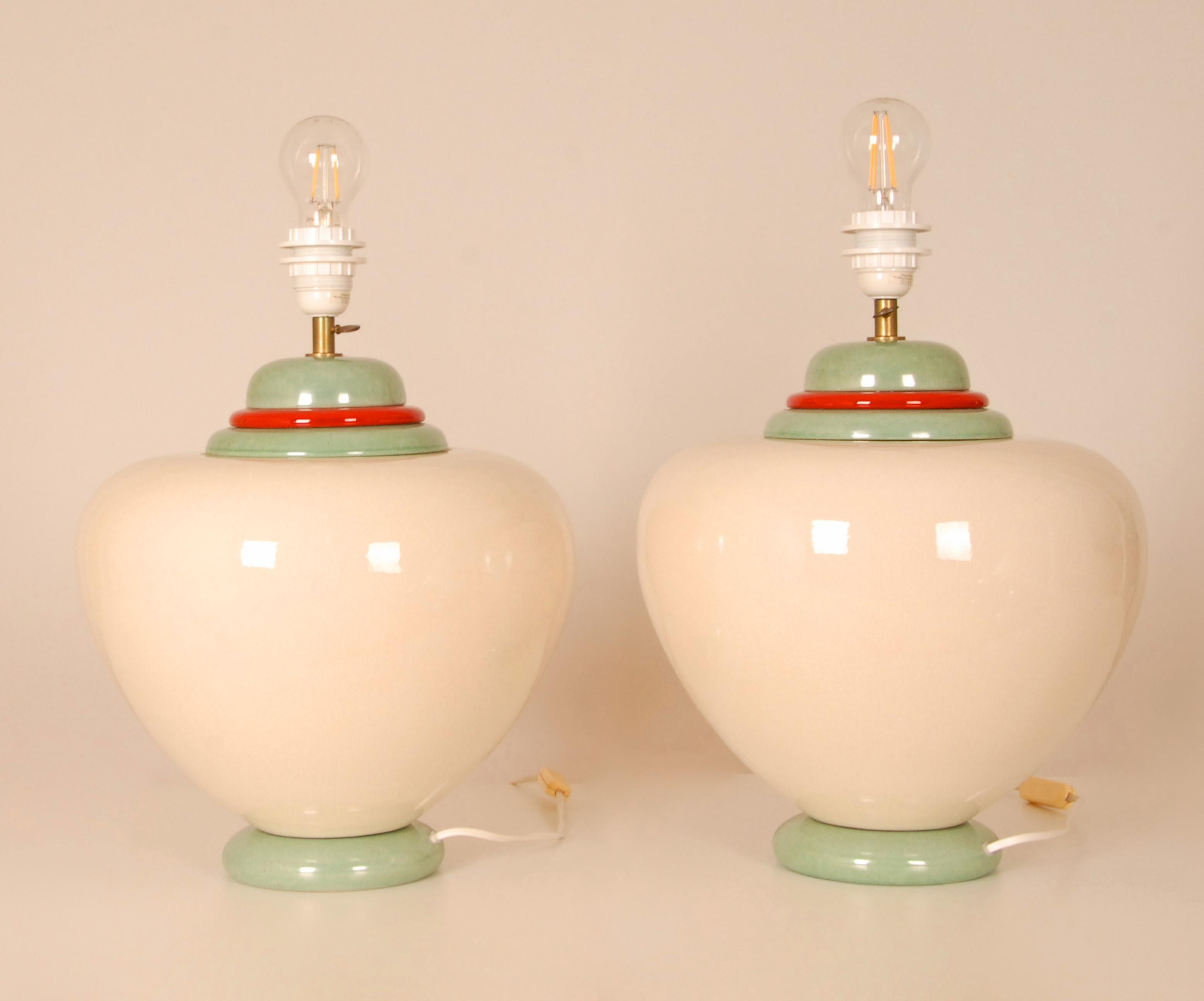 Lámparas de mesa vintage Francois Chatain Lámparas jarrón de cerámica - Pareja en venta 1