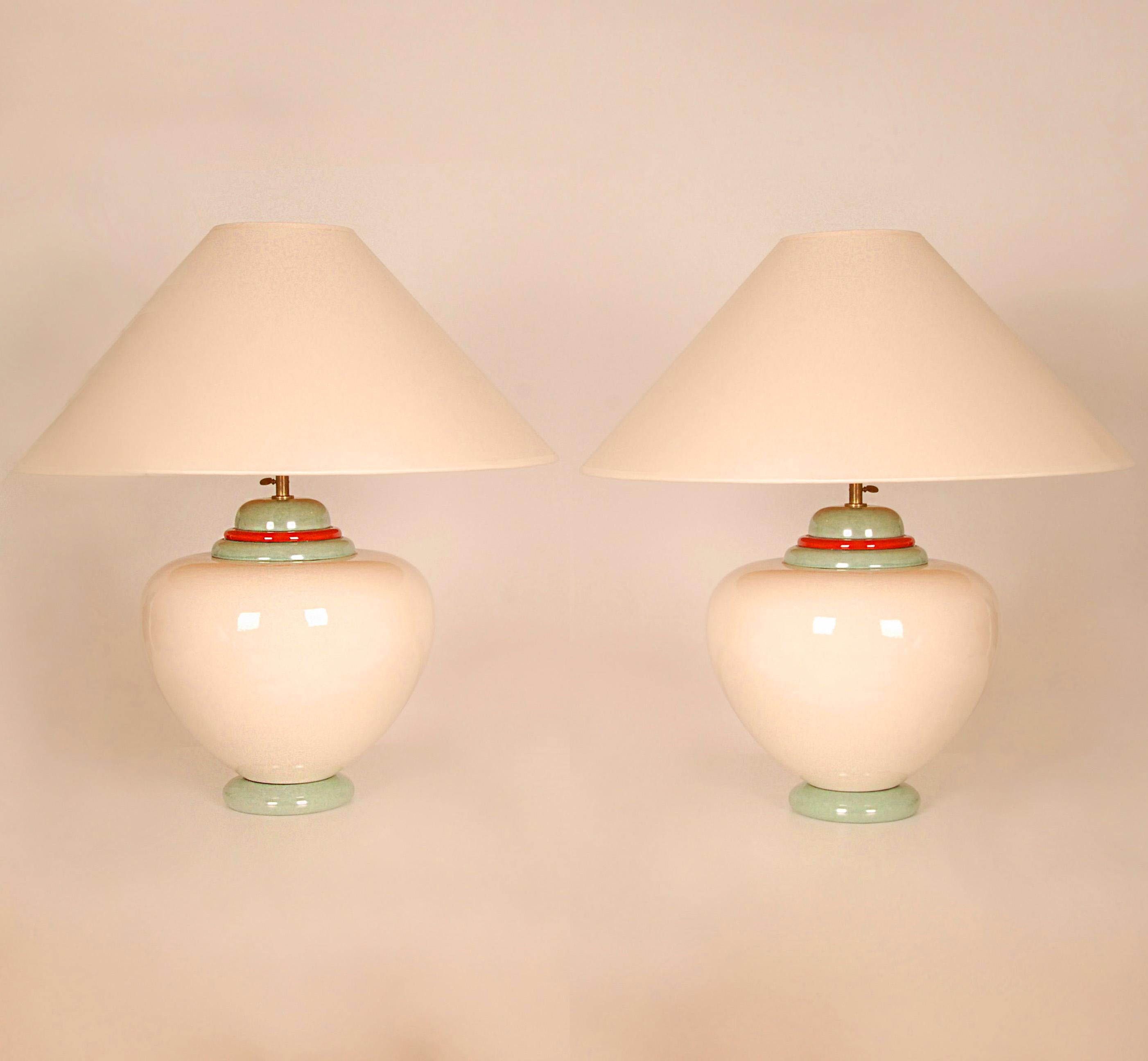 Lámparas de mesa vintage Francois Chatain Lámparas jarrón de cerámica - Pareja en venta 2