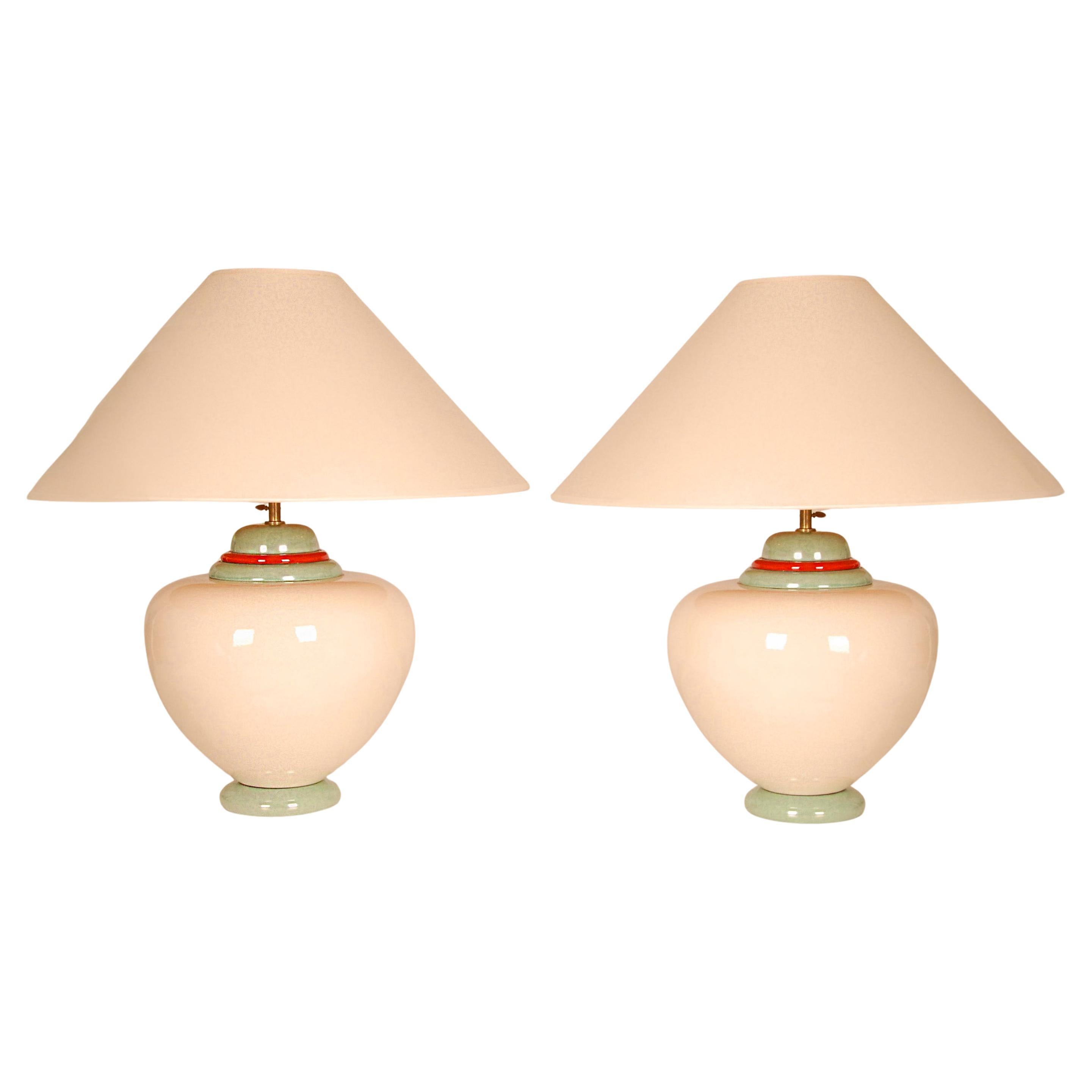Lampade da tavolo vintage Lampade a vaso in ceramica Francois Chatain - Una coppia