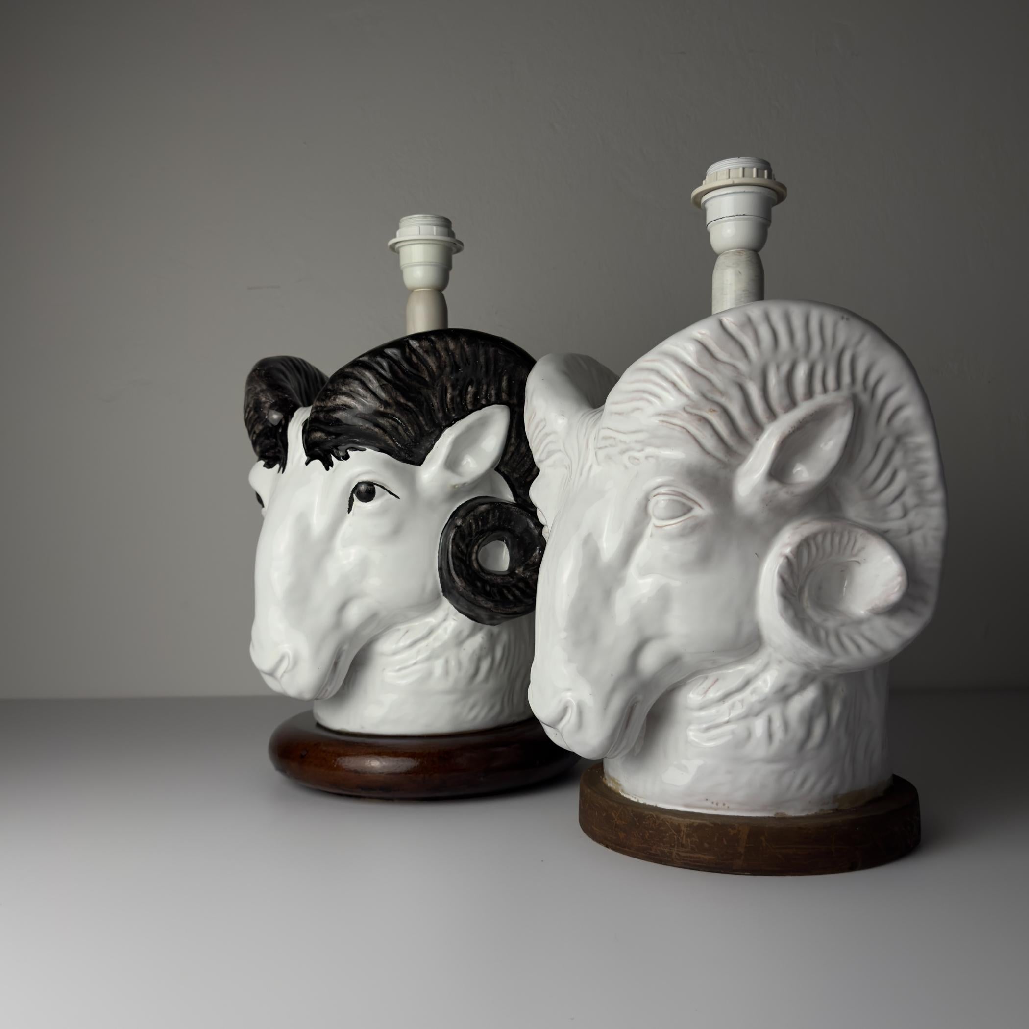 Lampes de table vintage Ram Head, Italie 1970 Lot de 2 en vente 3