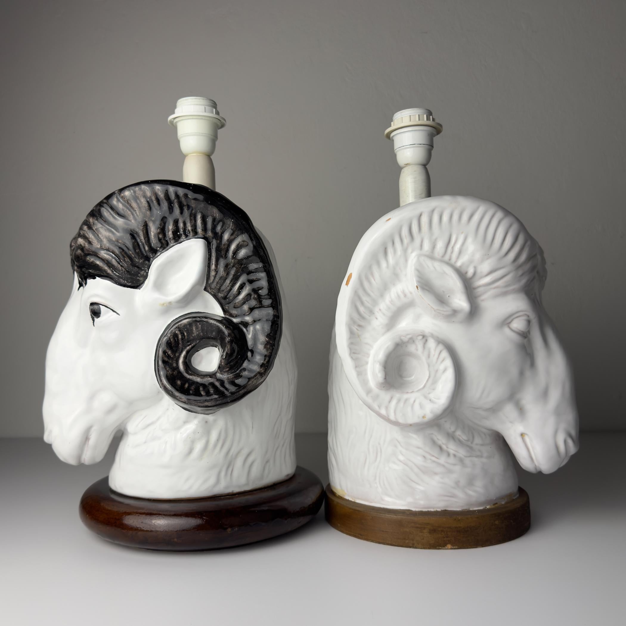 Lampes de table vintage Ram Head, Italie 1970 Lot de 2 en vente 11