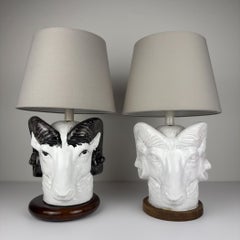 Vintage table lamps Ram Head, Italy 1970s Set of 2