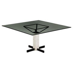 Vintage Table Metal Marble, Italy, 1980s