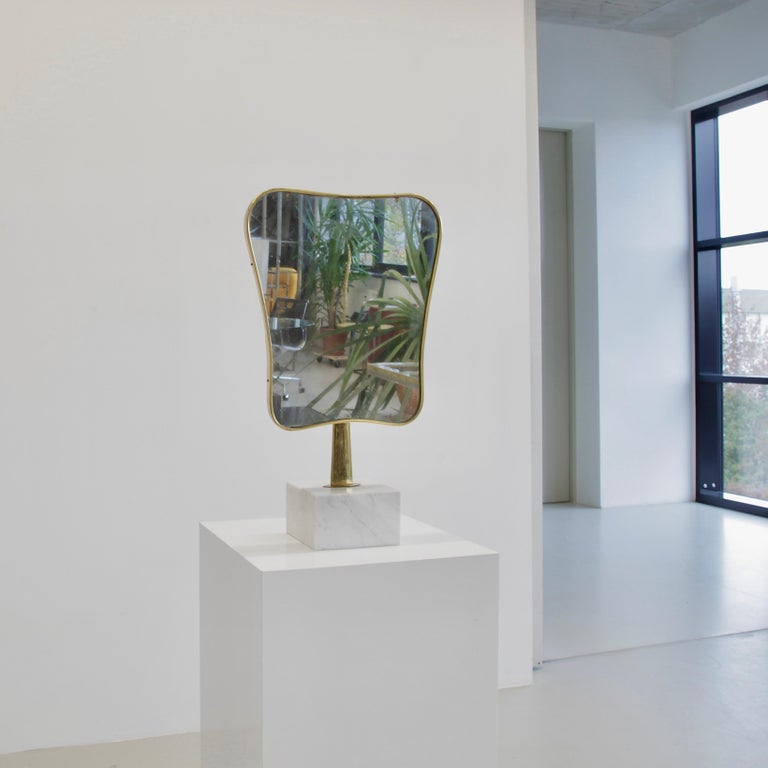 Vintage Table Mirror with Marble Base, Italy, 1960's For Sale at 1stDibs