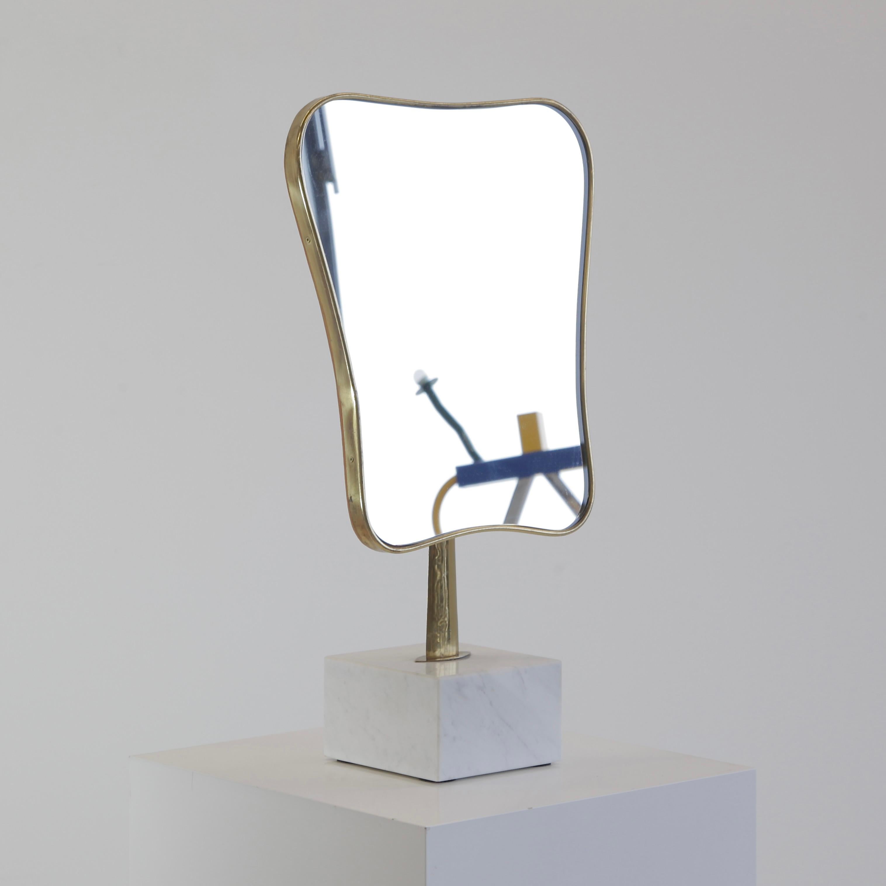 Mid-20th Century Vintage Table Mirror with Marble Base, Italy, 1960's