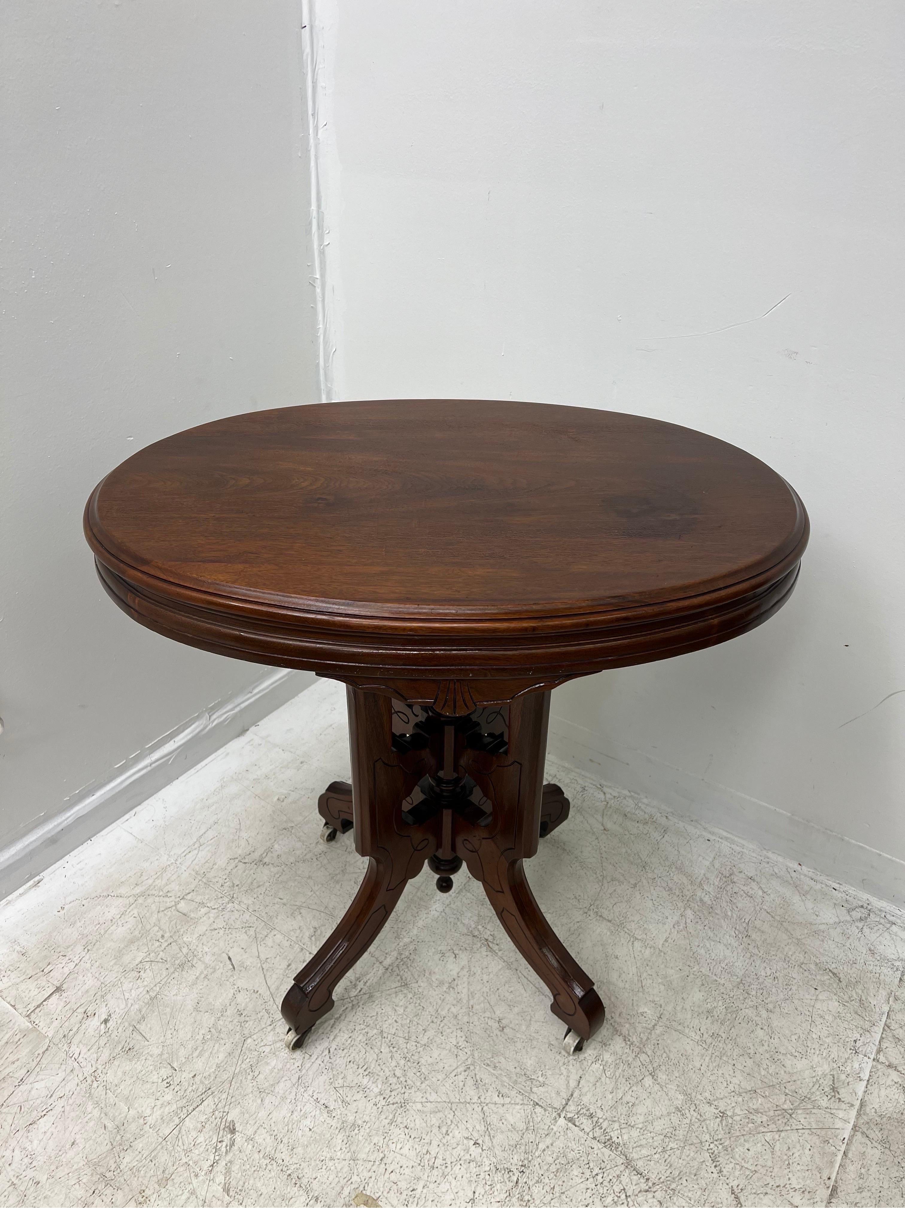 Wood Vintage Table Stand on Casters  For Sale